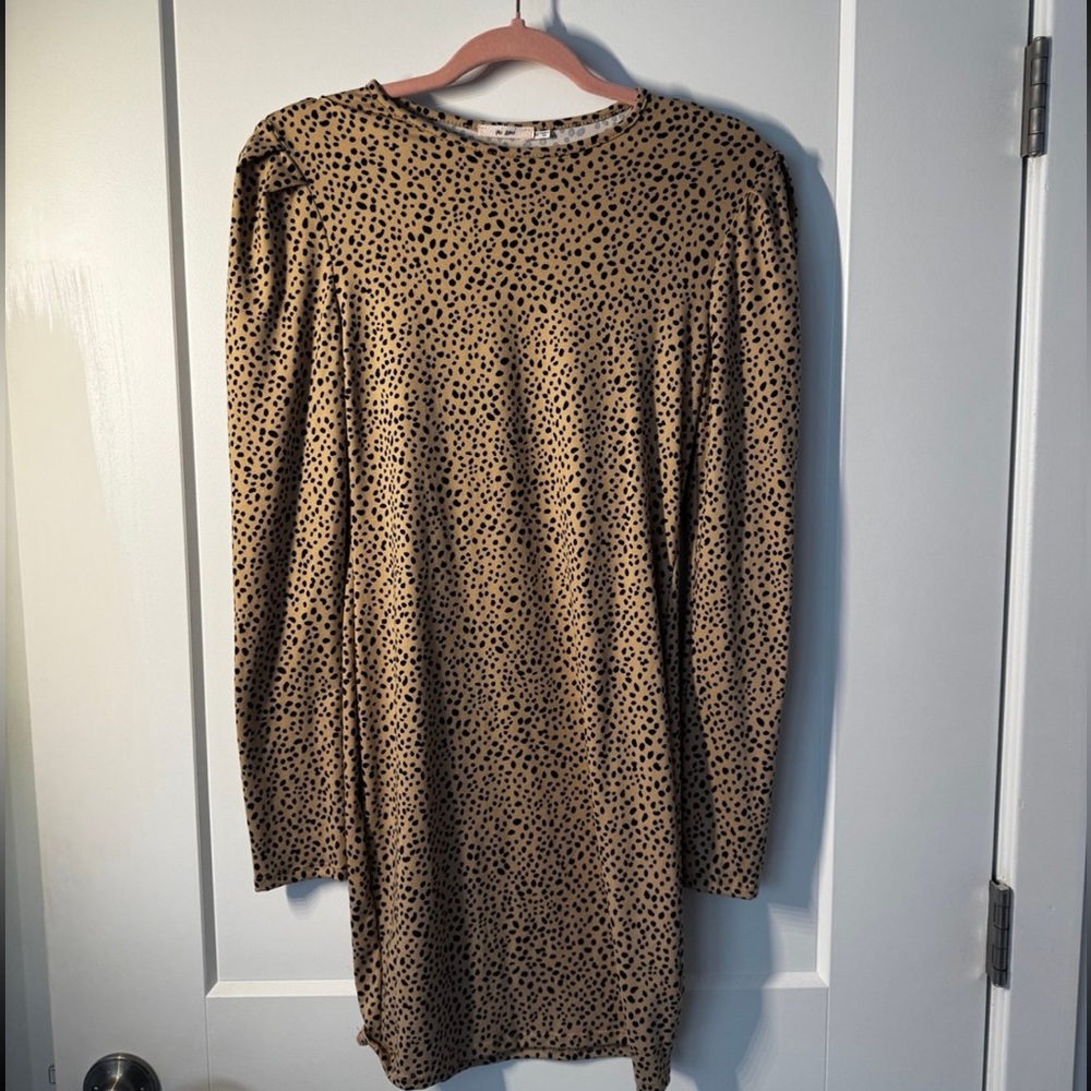 NWOT Francesca's Collections Tan and Black Polka Dot Dress